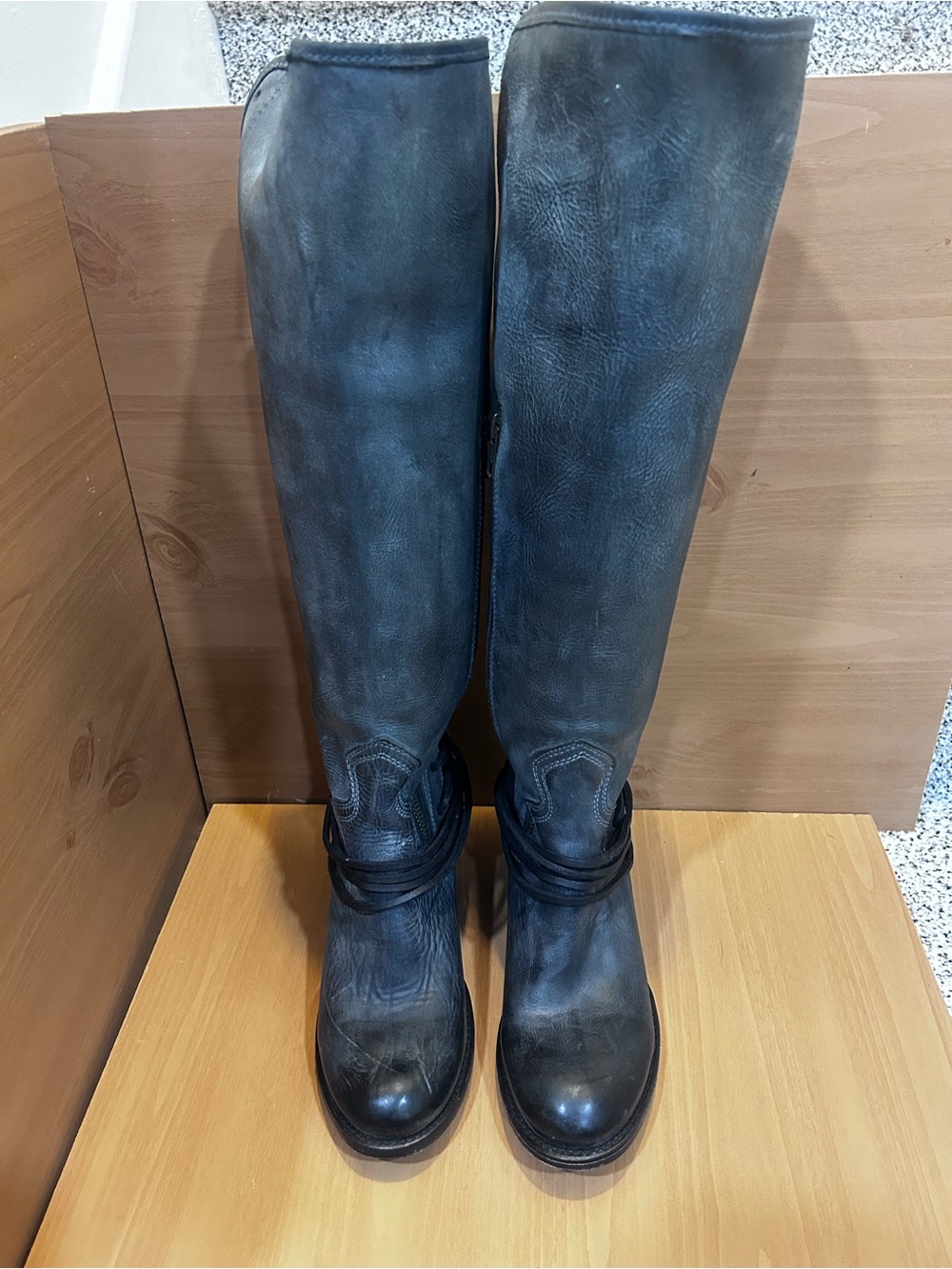 Freebird by Steven Coal Black Leather Tall Boots Size 8 - Picture 9 of 11